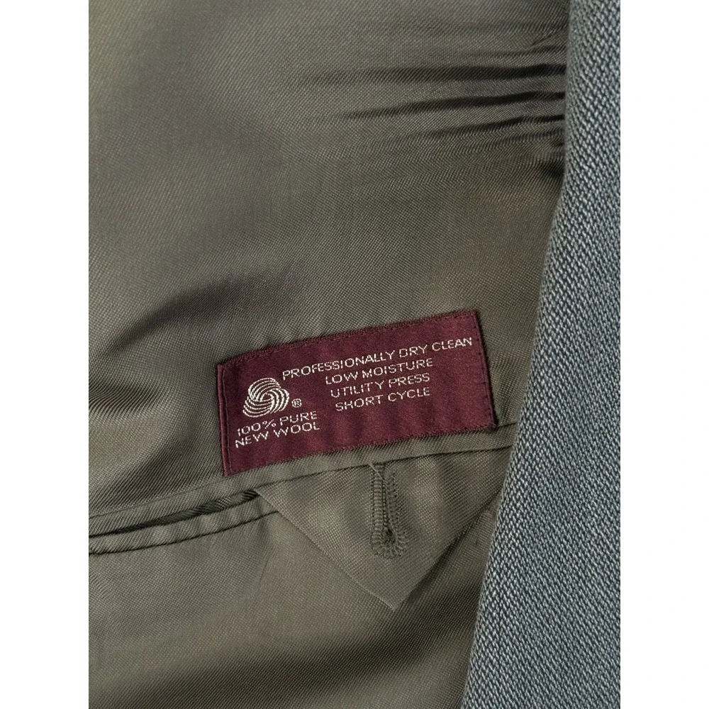 Braewick Mens Grey Two Piece Suit Two Button Jacket Size 42R Pants 100% Wool